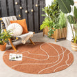 Round Modern Outdoor Rug - Porto Lines Terracotta