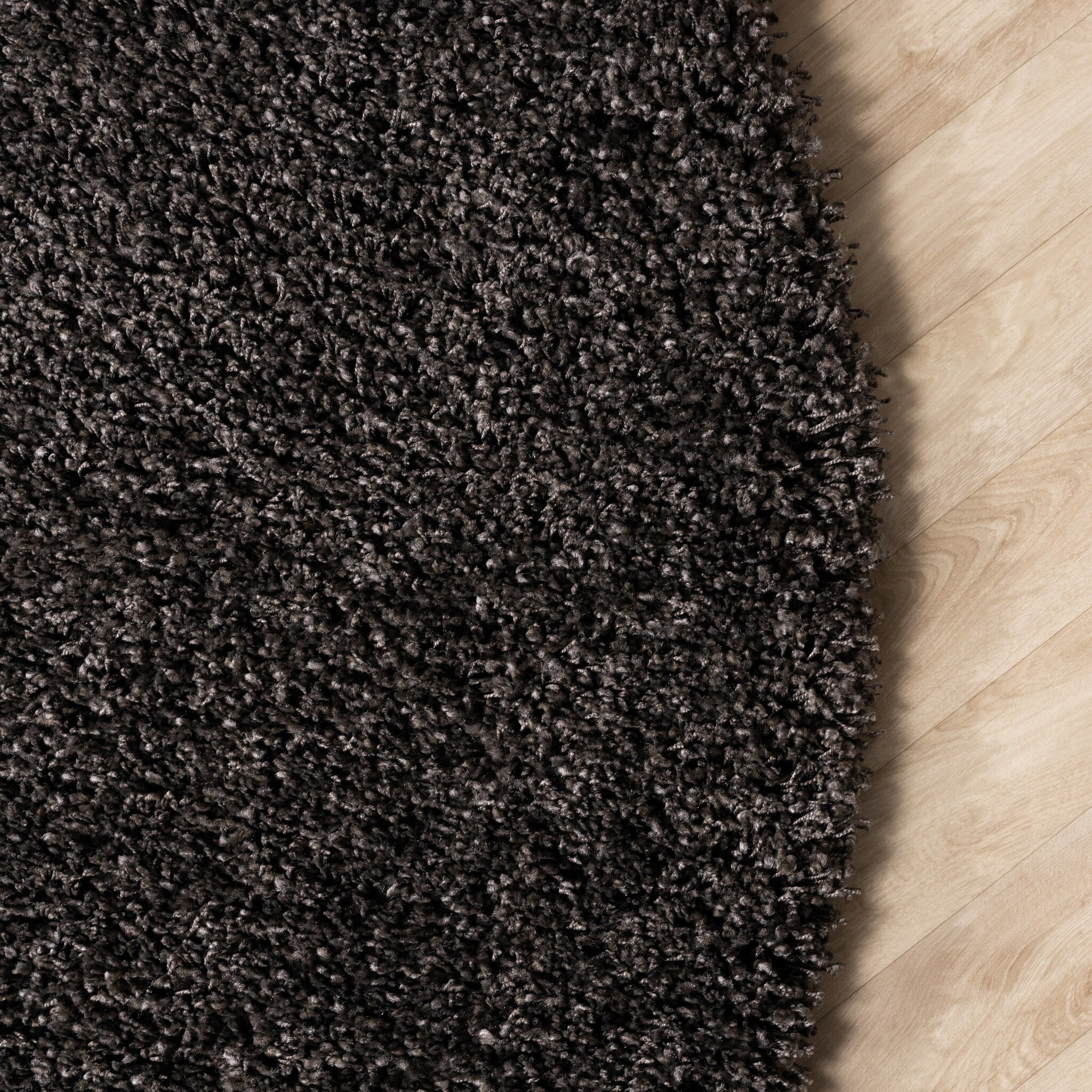 Round high-pile rug - Yves Anthracite