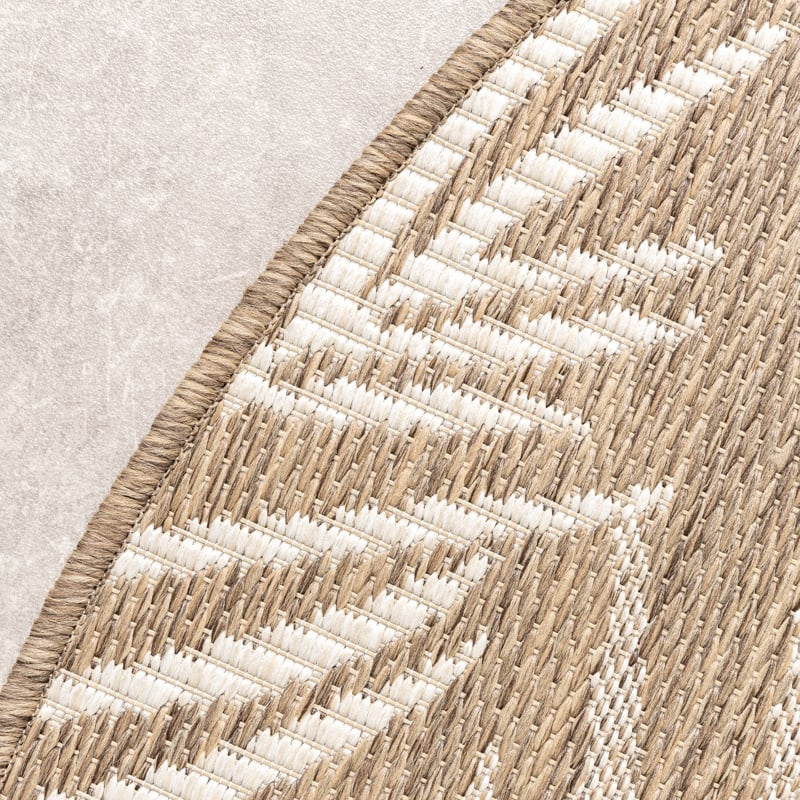 Round Outdoor Rug - Malta Leaves Natural