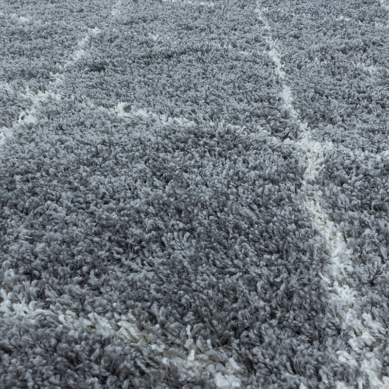 Round Berber Rug - Agadir Lines Grey/Cream
