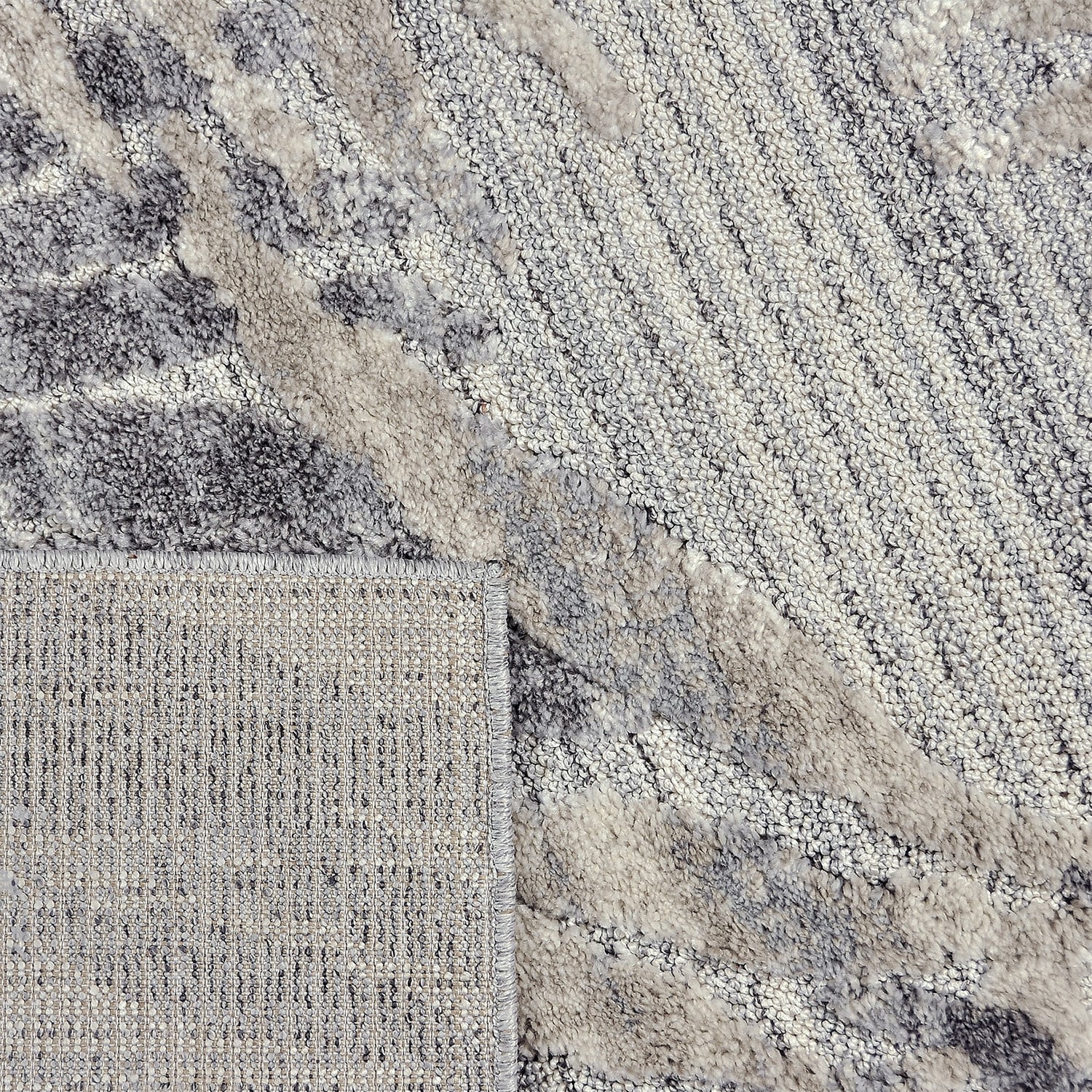 Soft floor rug - Oceane Leaves Grey