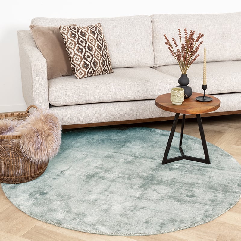 Round Viscose Rug - Pearl Mint Green