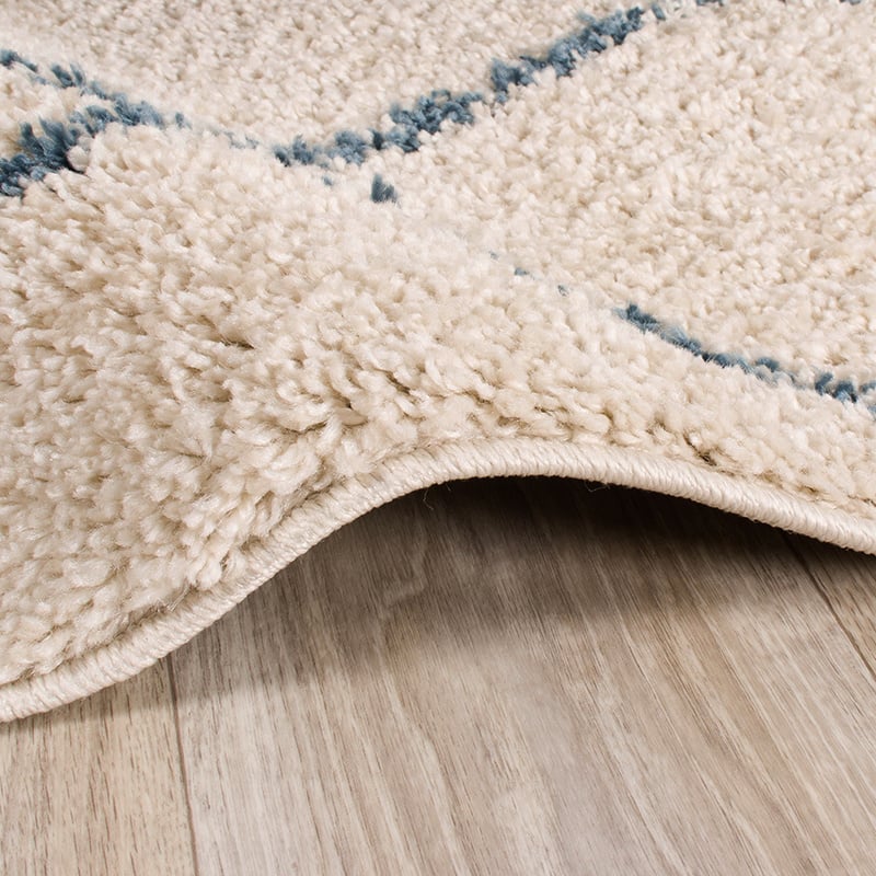 High Pile Rug - Grand Lines Cream/Blue