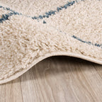 High Pile Rug - Grand Lines Cream/Blue