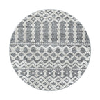 Round Scandinavian Floor Rug - Pitea Knot Grey/Cream