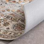 Round Vintage Outdoor Rug - Santo Flora Light Grey