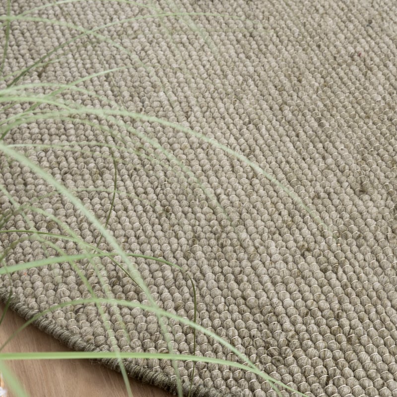 Round Wool Rug - Feline Olive Green/Blended