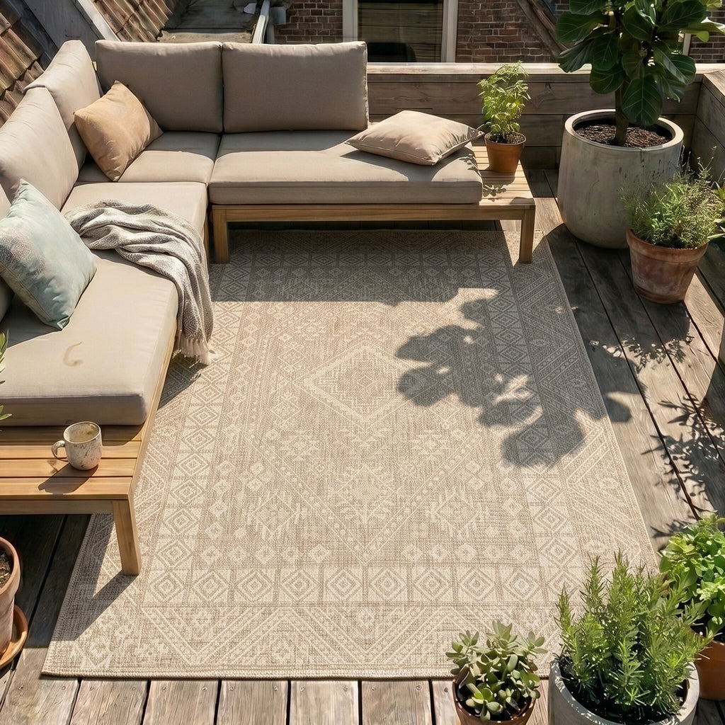 Jute Outdoor Rug - Atlas Aztec Brown/Cream