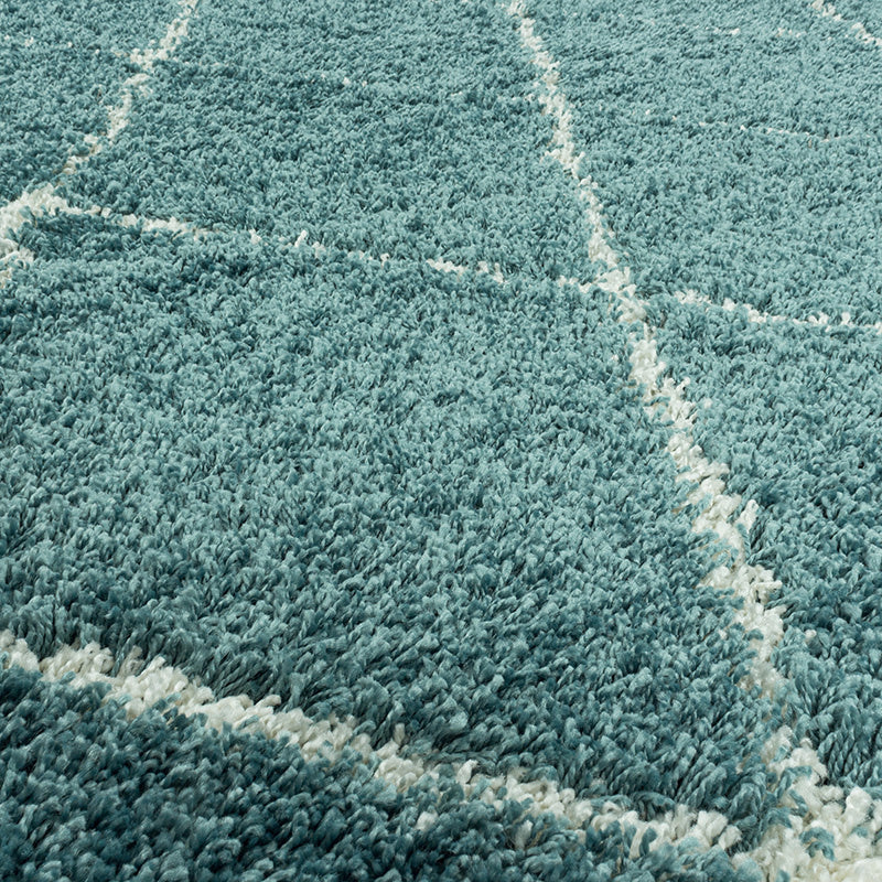 Berber floor rug - Agadir Lines Blue/Cream