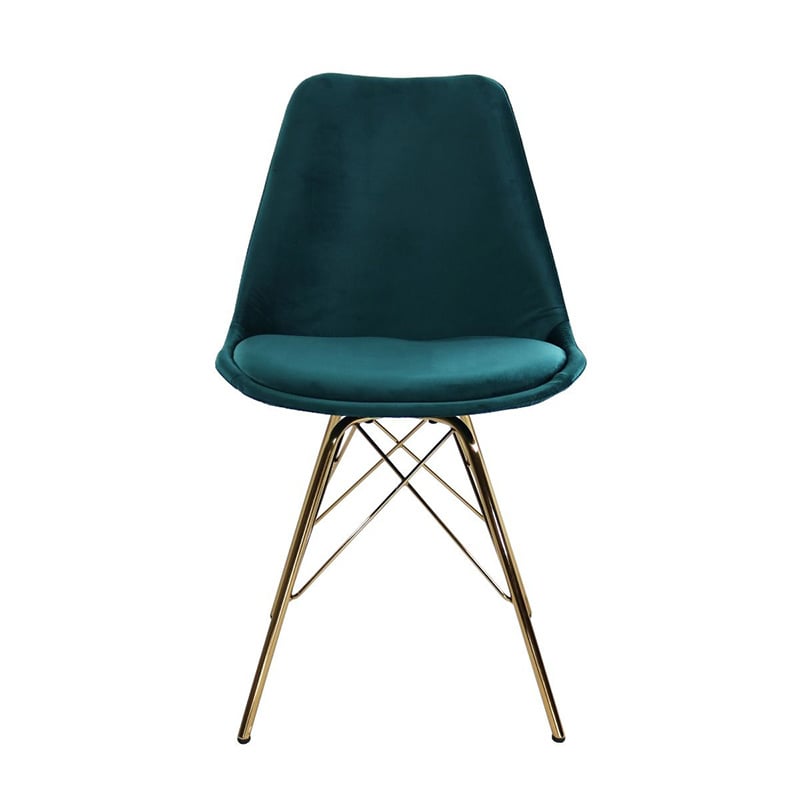 Velvet Chair Blue - Gold frame