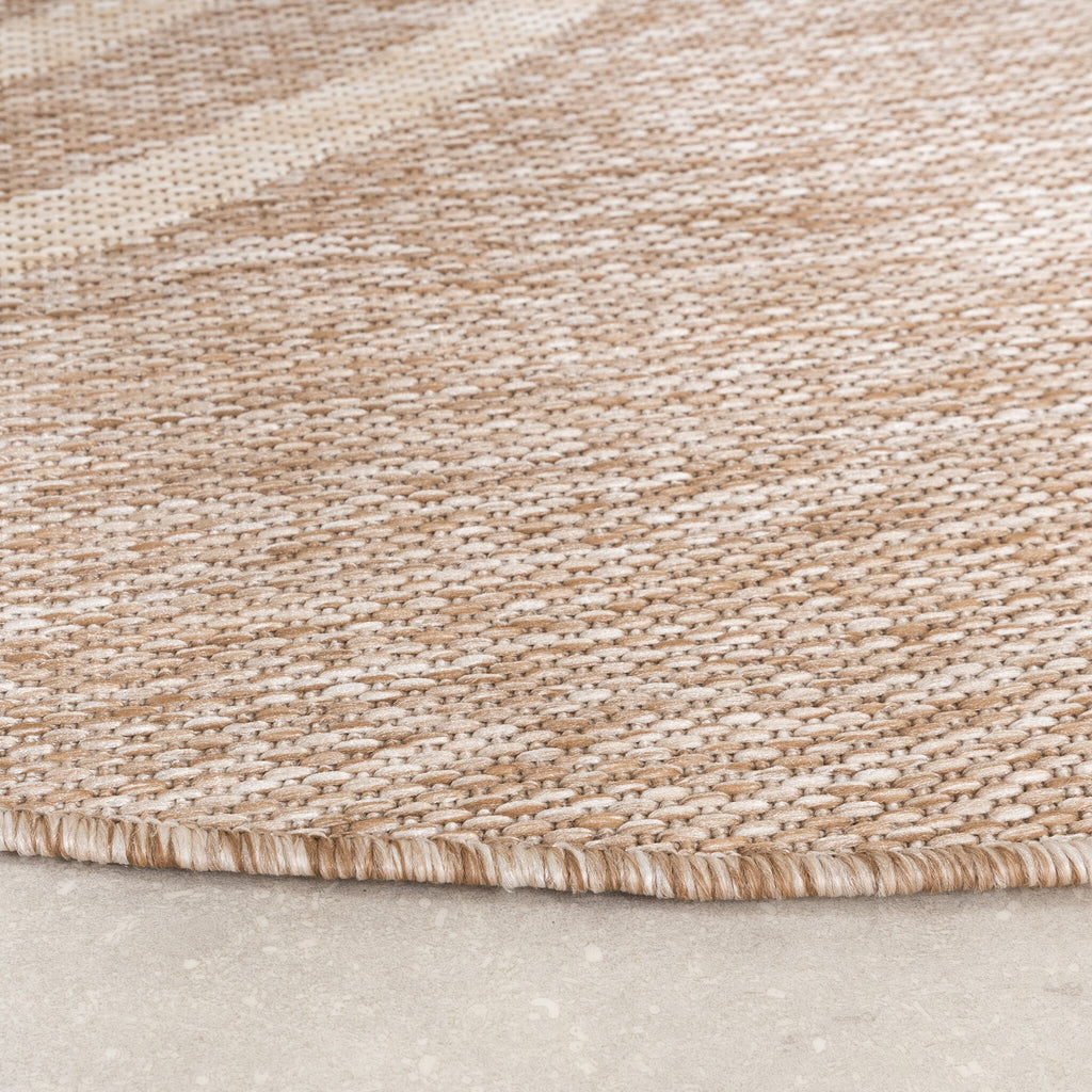 Round Indoor Outdoor Rug - Sierra Arches Beige/Cream