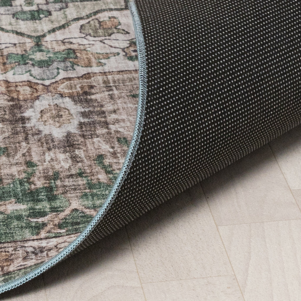 Round oriental rug – Leyla Medallion Green