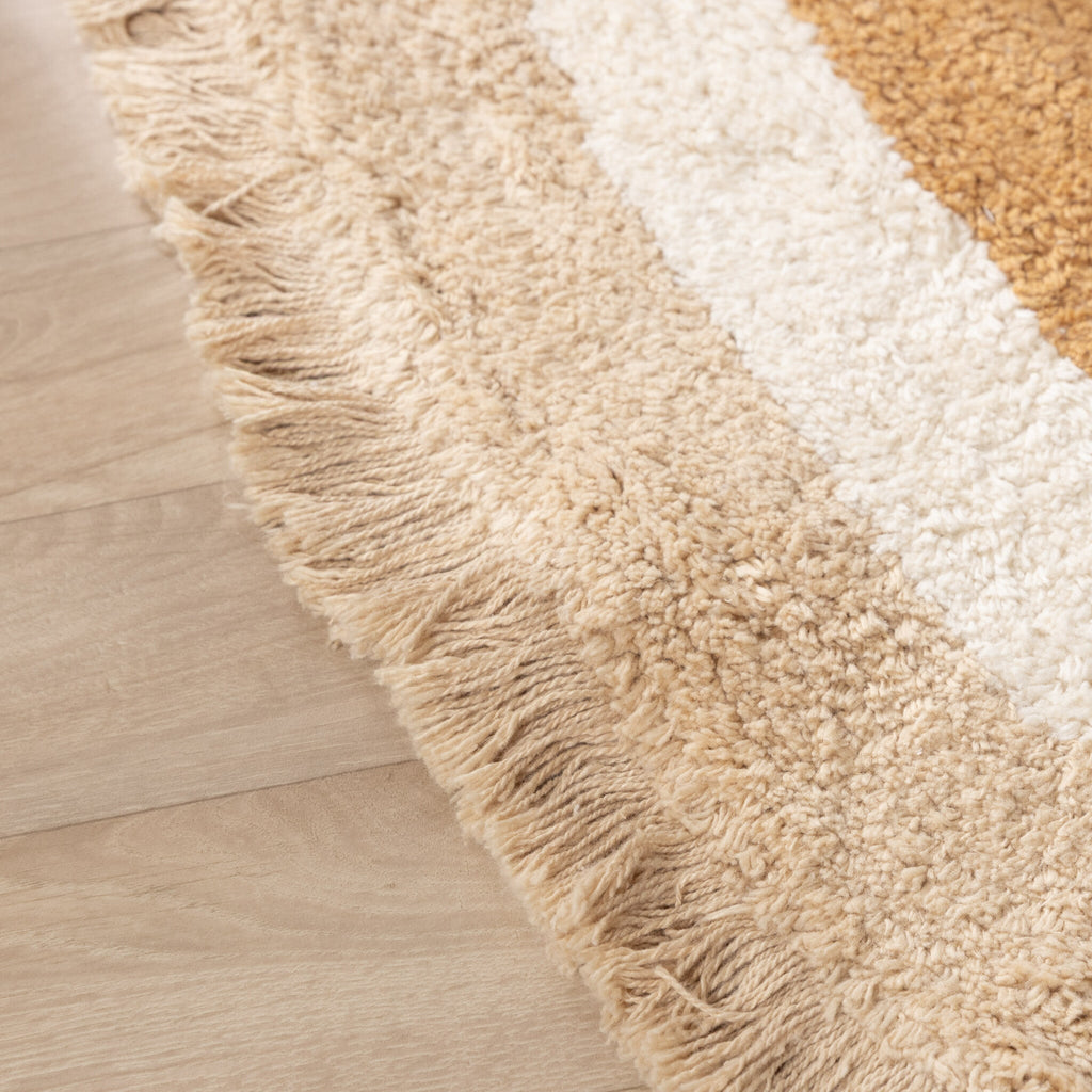 Round washable kids rug - Milo Beige