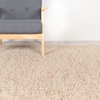 Round High Pile Rug - Solid Beige