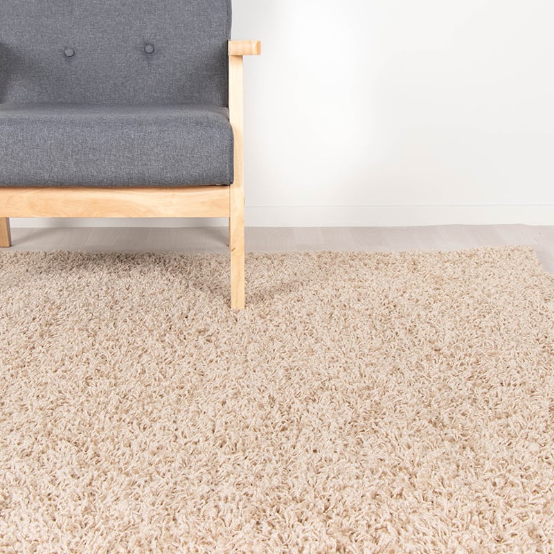 Round High Pile Rug - Solid Beige