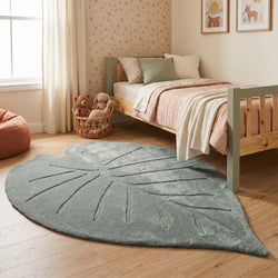 Washable Children’s Floor Rug – Coco Leaf Dark Green