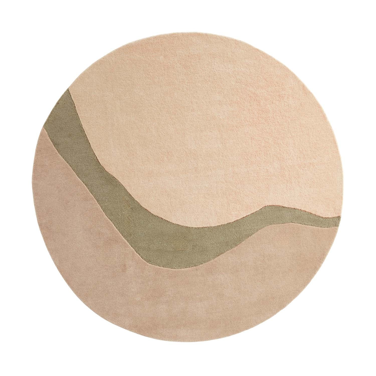 Round wool floor rug - Organix Green/Beige 750
