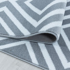Modern floor rug - Streaky Square Grey/White