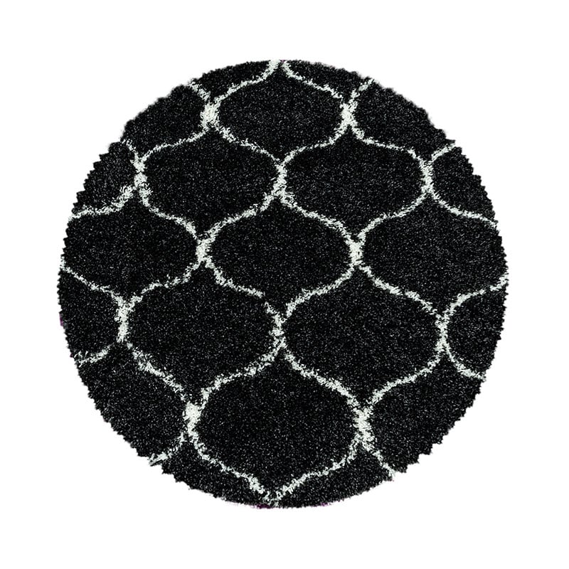 Round Berber Floor Rug - Agadir Circle Anthracite/Cream