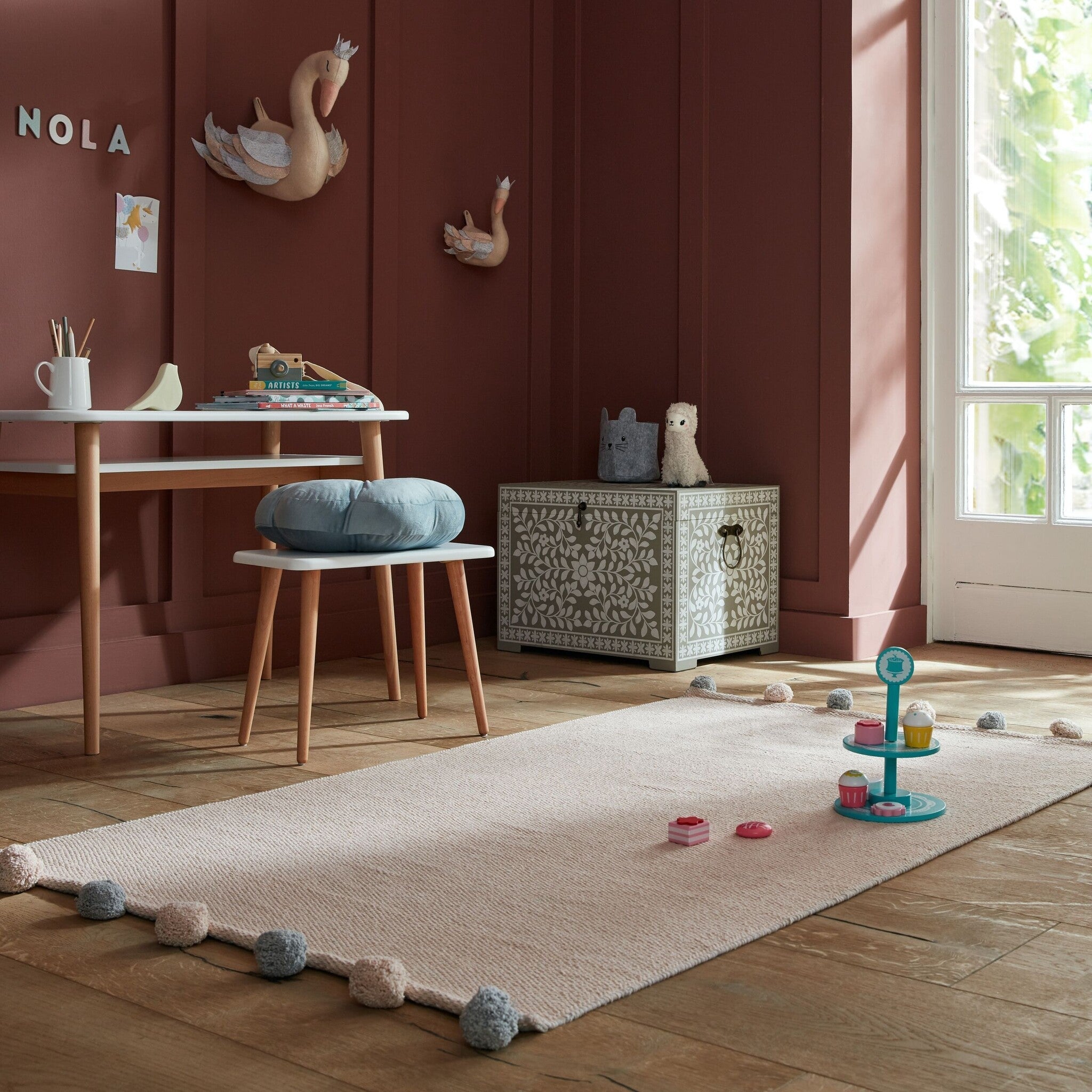 Play Mat - Pepito Fringe Pink/Grey