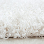 Round High-Pile Rug - Blushy Creme/White