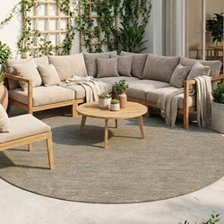 Round Outdoor Rug - Malta Arrow Natural