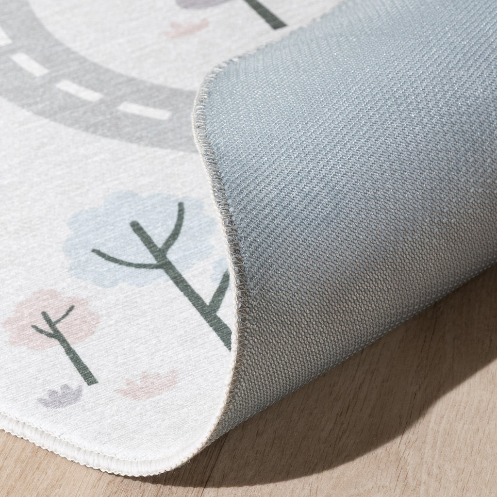 Round Play Rug Car - Rocky Ride White