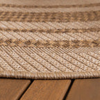 Round Jute Outdoor Rug - Mavi Border Cream/Brown