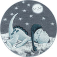 Round Children's Floor Rug - Bambi Dino Blue