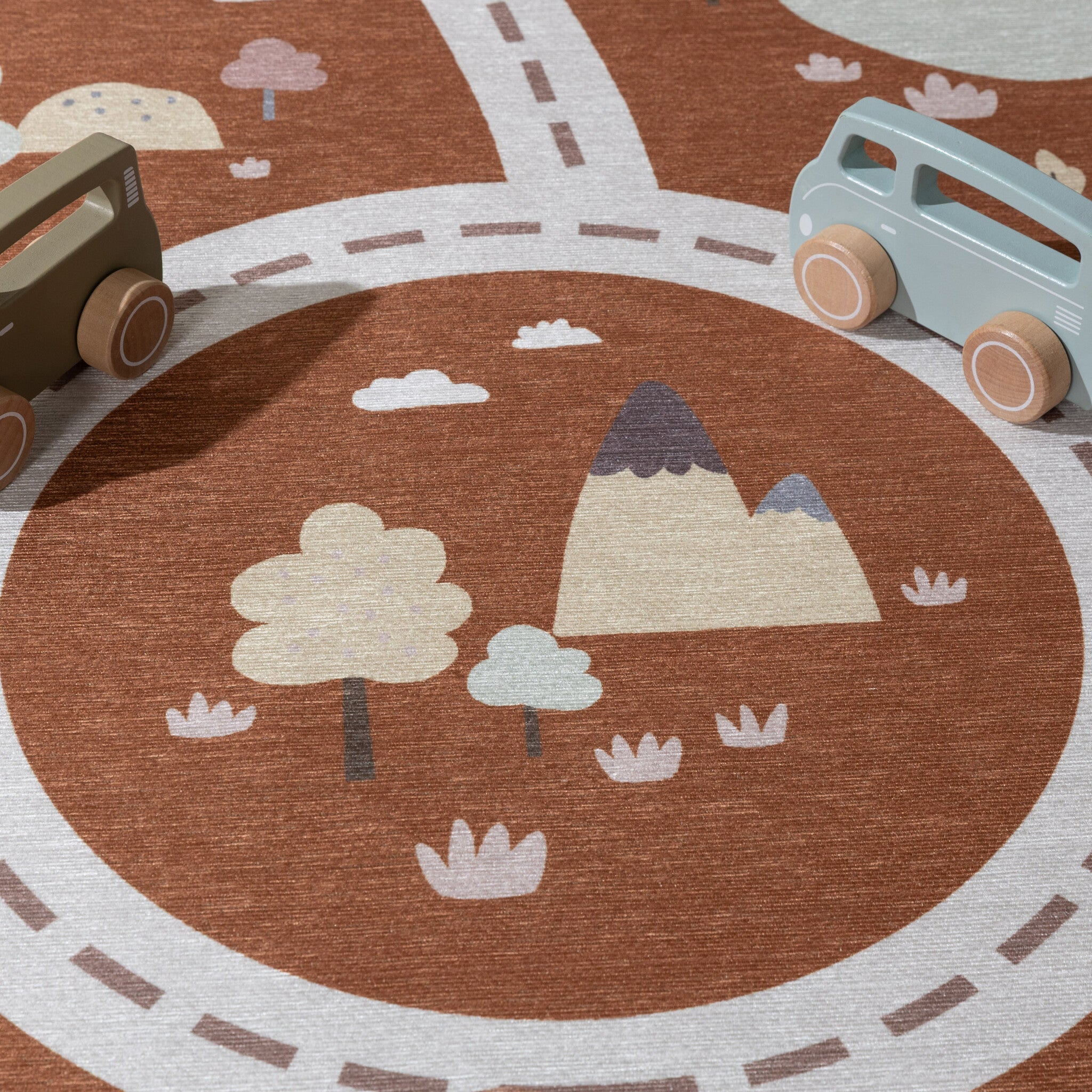 Round Play Rug Car - Rocky Ride Terra
