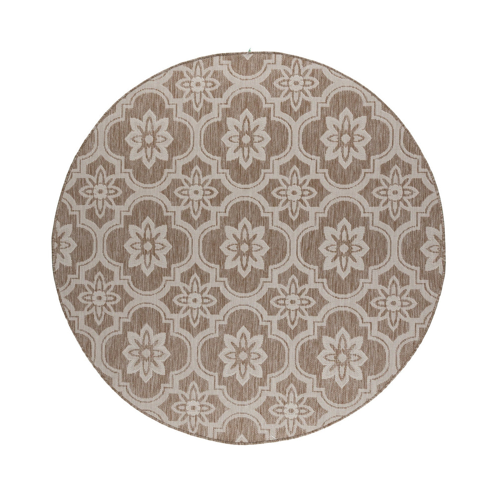 Round Outdoor Rug – Rio Flower Beige
