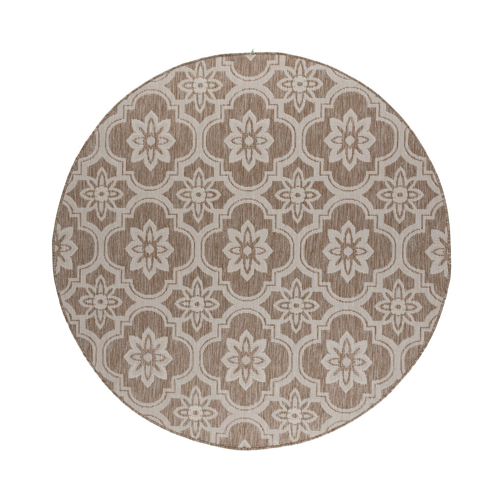 Round Outdoor Rug – Rio Flower Beige