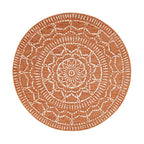 Round Modern Outdoor Rug - Porto Aztec Terracotta