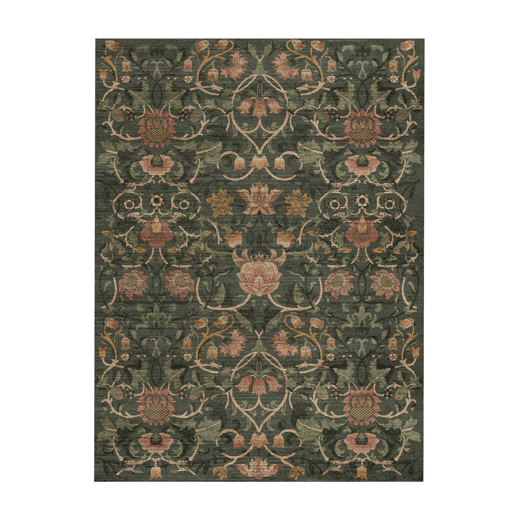 Floral rug – Rosie Dark Green