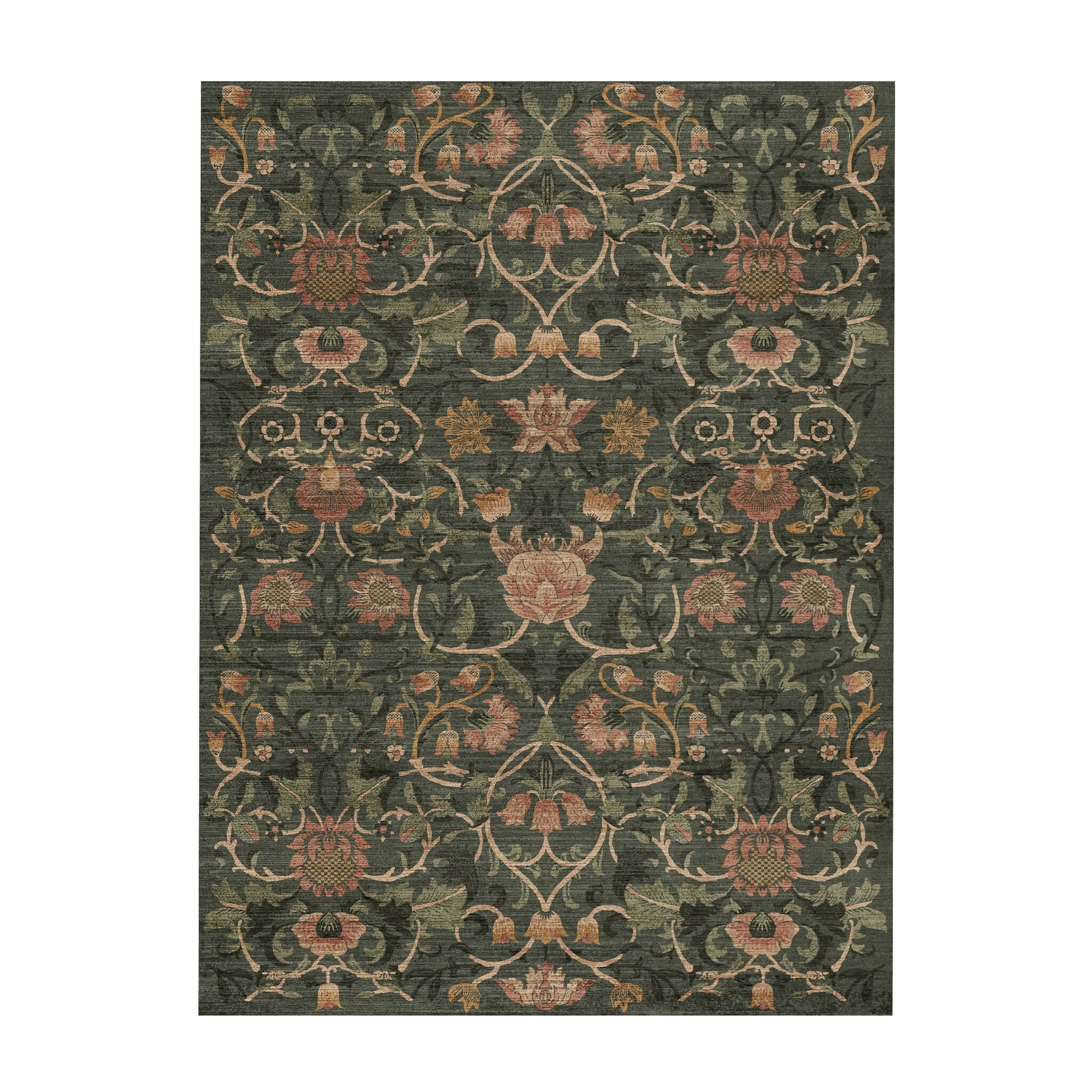 Floral rug – Rosie Dark Green