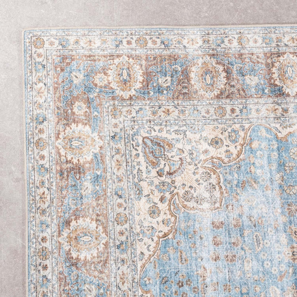 Indoor Outdoor Rug - Kairo Medallion Light Blue/Cream