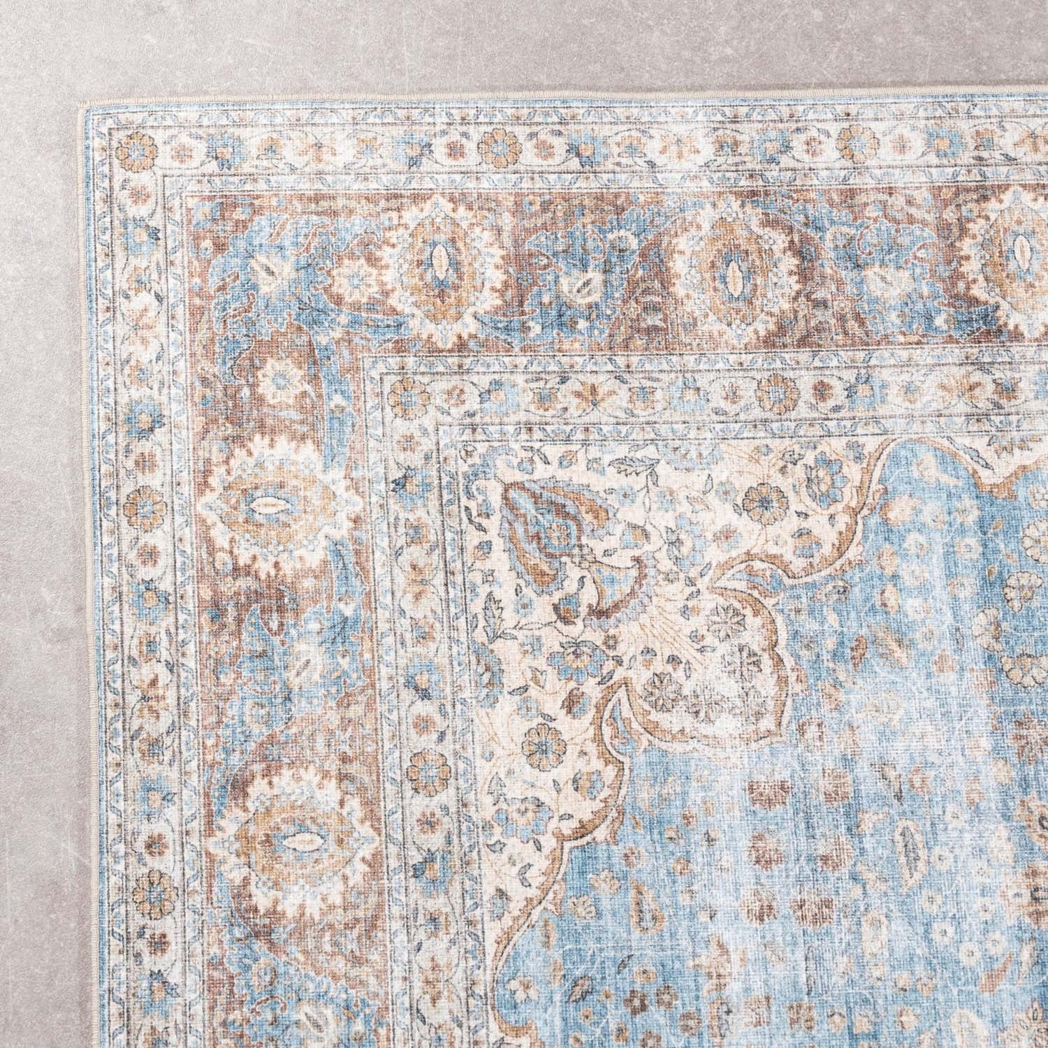 Indoor Outdoor Rug - Kairo Medallion Light Blue/Cream