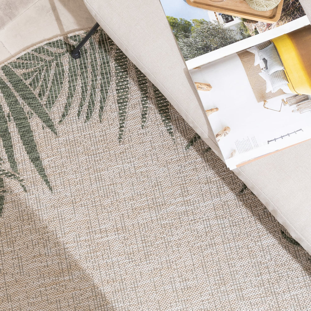 Round Outdoor Rug - Tiga Edge Green