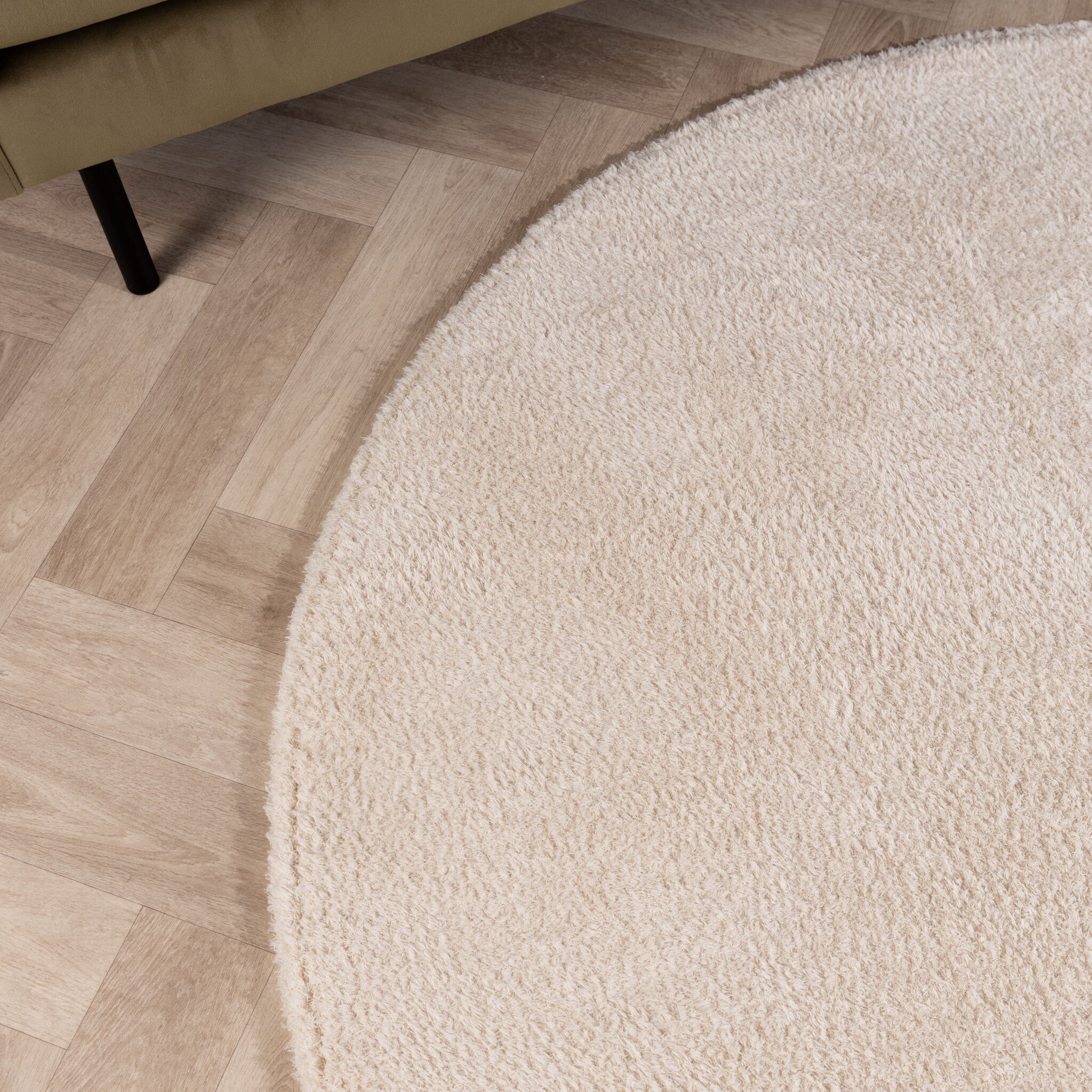 Soft round rug - Teddy Cream