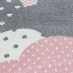 Round Children's Floor Rug - Bambi Clouds Pink