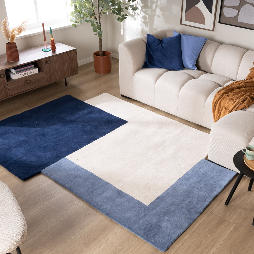 Wool Abstract Rug – Jules Cream/Blue