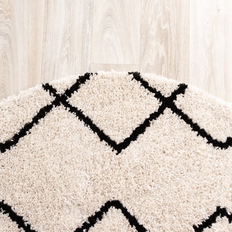 Round High Pile Rug - Grand Diamond Cream/Black