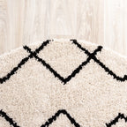 Round High Pile Rug - Grand Diamond Cream/Black