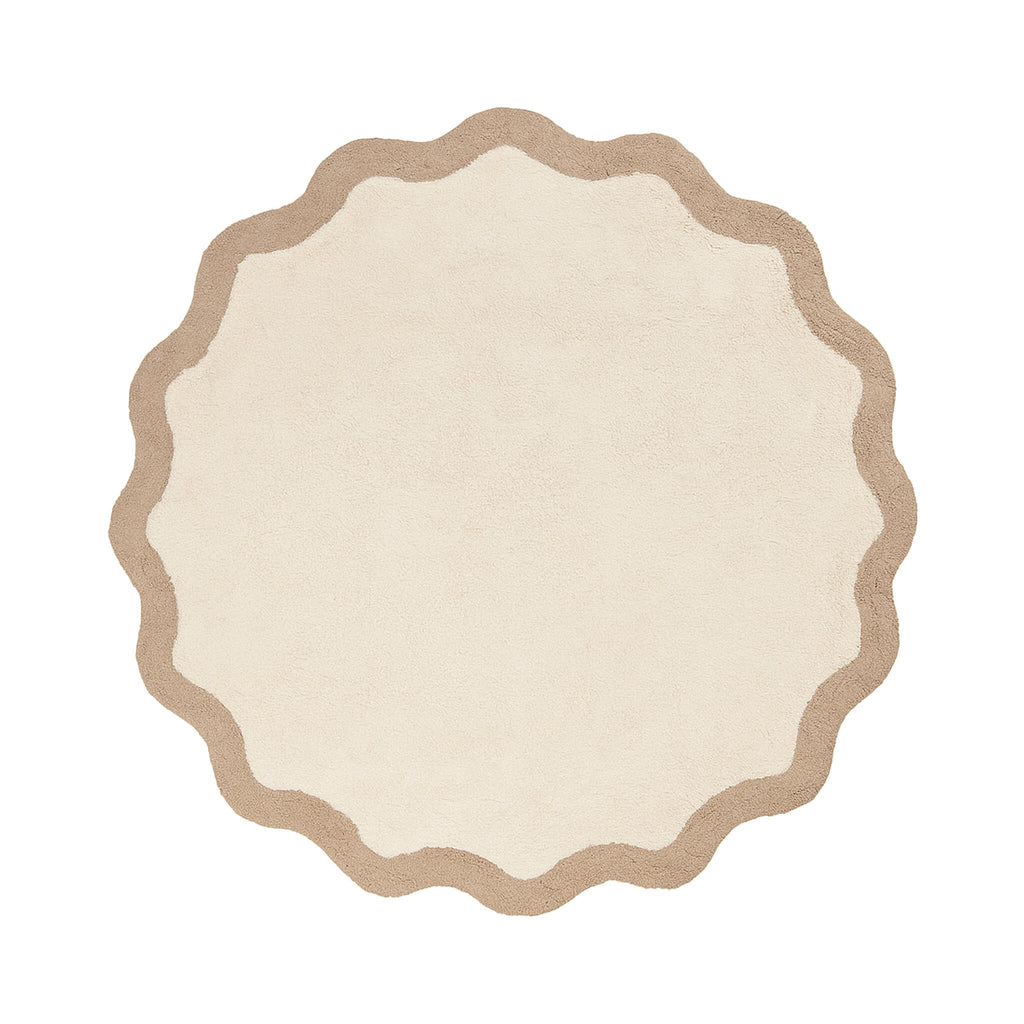 Round Washable Rug – Hazy Beige/Cream