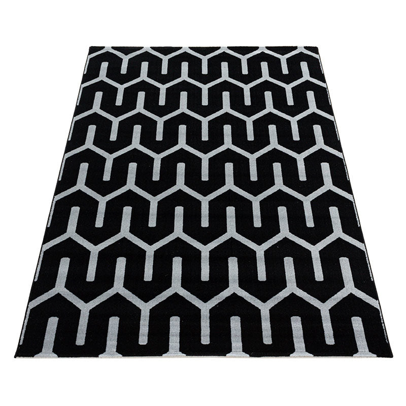 Modern Rug - Streaky Pattern Black/White