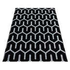 Modern Rug - Streaky Pattern Black/White