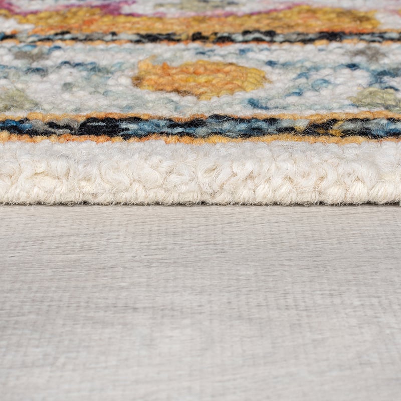 Wool floor rug - Wallo Dahlia Yellow/Multicolor