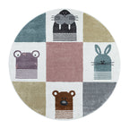 Round Children's Floor Rug - Fleurtje Animals Multicolor
