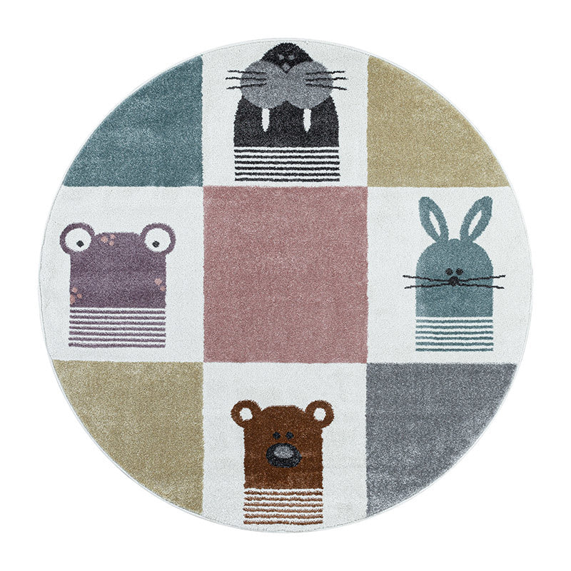 Round Children's Floor Rug - Fleurtje Animals Multicolor