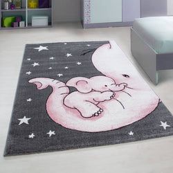 Children's floor rug - Anna Elephant Pink